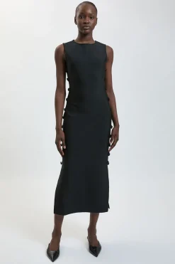 Robe Maxi Bandage Petite Avec Détails De Boutons Militaires