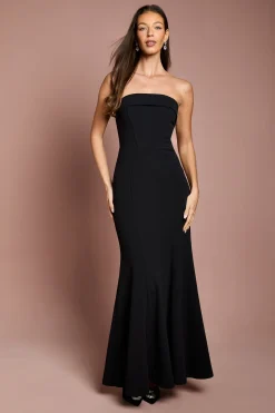 Robe Maxi Bandeau Ajustée en Crêpe à Queue de Poisson