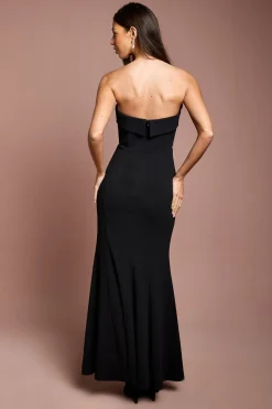 Robe Maxi Bandeau Ajustée en Crêpe à Queue de Poisson