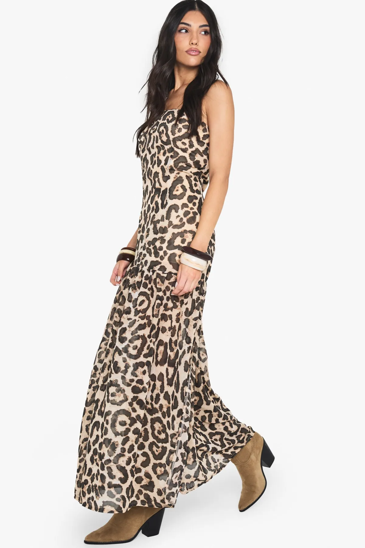 boohoo Robe Maxi Bandeau en Chiffon Imprimé<Femme Robes Bohème|Robes