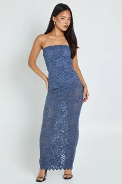 Robe Maxi Bandeau En Dentelle Velours Petite