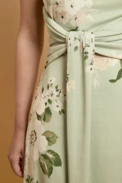 Robe Maxi Bandeau En Jersey À Imprimé Camélias Tombants