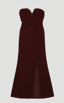 Robe Maxi Bandeau Fendue en Crêpe Fluide