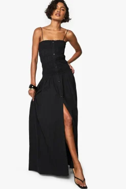 Robe Maxi Bandeau Froncée Longue