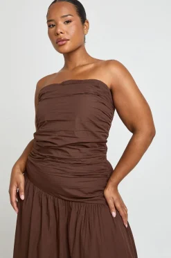 Robe Maxi Bandeau Grande Taille À Ourlet Étagé