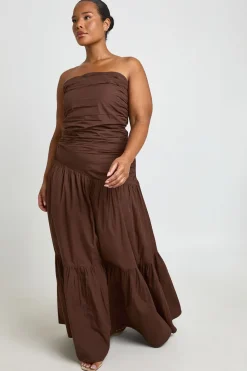 Robe Maxi Bandeau Grande Taille À Ourlet Étagé