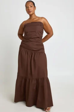 Robe Maxi Bandeau Grande Taille À Ourlet Étagé