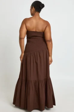 Robe Maxi Bandeau Grande Taille À Ourlet Étagé