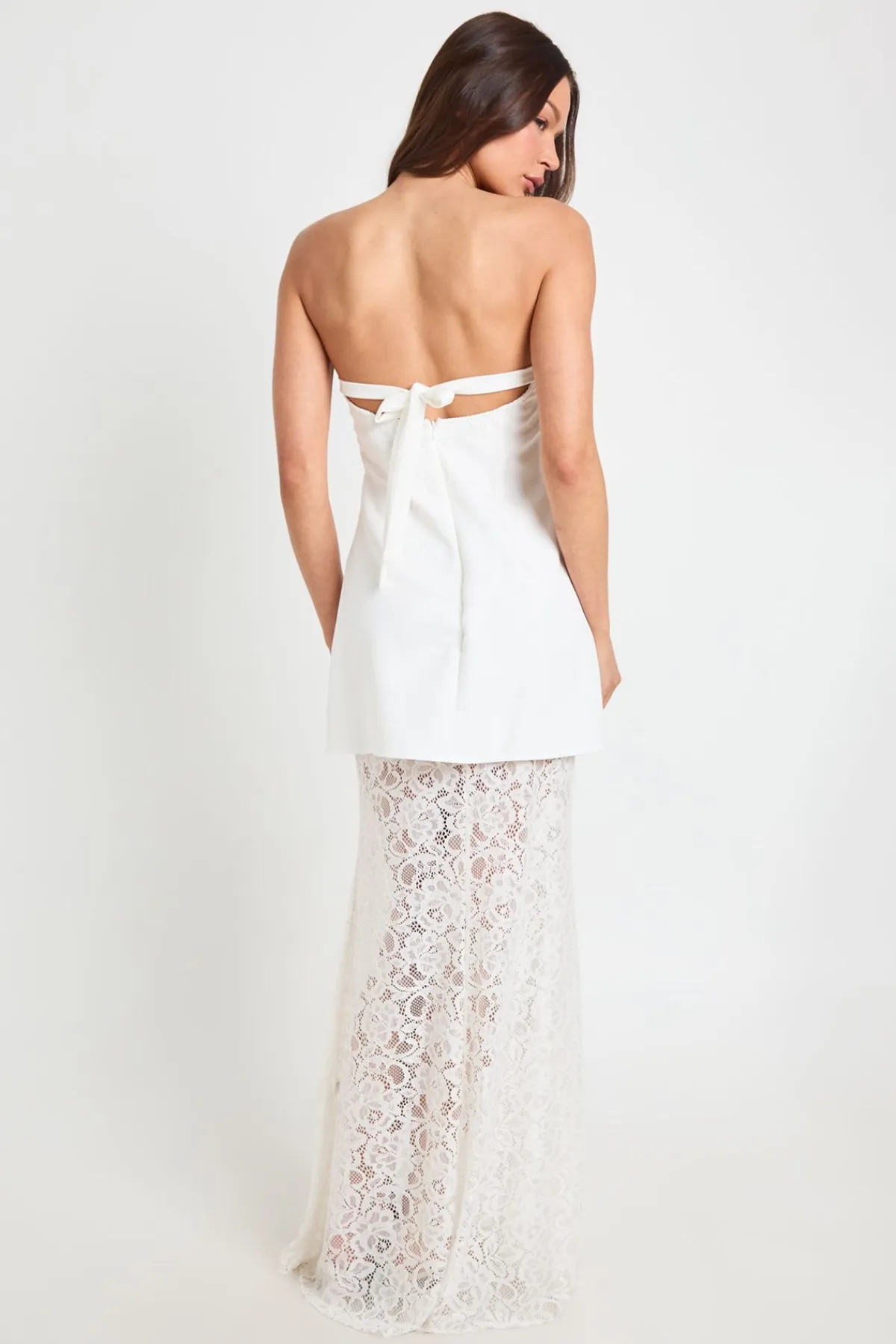 boohoo Robe Maxi Bandeau À Jupe En Dentelle<Femme Robes Moulantes|Satin Et Dentelle