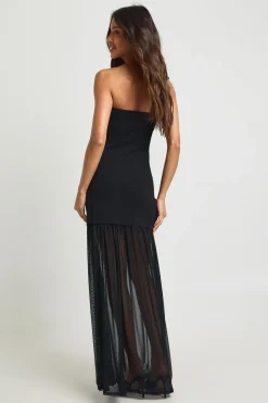 boohoo Robe Maxi Bandeau à Ourlet Transparent<Femme Robes|Robe Invitée Mariage