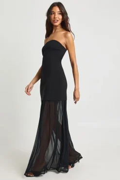 boohoo Robe Maxi Bandeau à Ourlet Transparent<Femme Robes|Robe Invitée Mariage