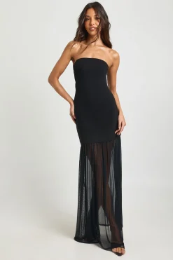 boohoo Robe Maxi Bandeau à Ourlet Transparent<Femme Robes|Robe Invitée Mariage