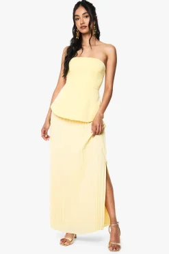 boohoo Robe Maxi Bandeau Peplum en mélange de Chiffon<Femme Robes|Robe Invitée Mariage