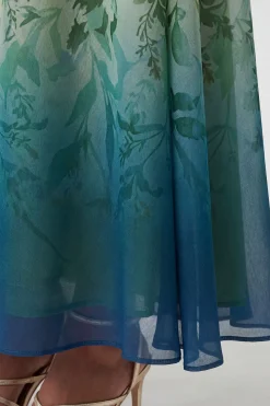 Robe Maxi Bandeau Plissée Tissée À Fleurs Ombrées Et Ornements Petite