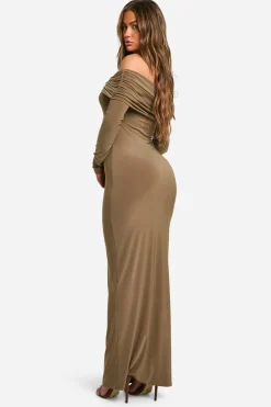 Robe Maxi Bardot à Détail Twist Froncé