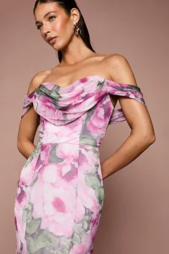 Coast Robe Maxi Bardot À Motif Floral<Femme Robes|Robes Noires Nouées