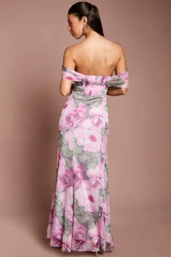 Coast Robe Maxi Bardot À Motif Floral<Femme Robes|Robes Noires Nouées