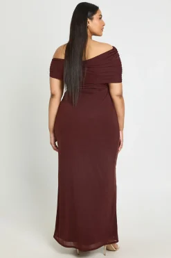 Robe Maxi Bardot Épaules Dénudées Grande Taille