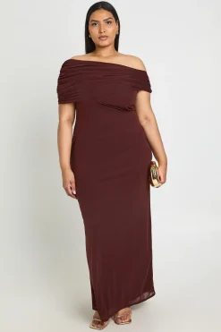 Robe Maxi Bardot Épaules Dénudées Grande Taille