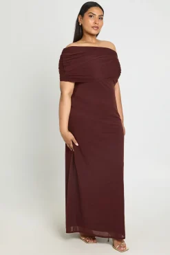 Robe Maxi Bardot Épaules Dénudées Grande Taille