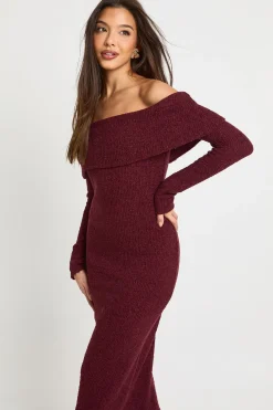 Robe Maxi Bardot Profonde Texturée