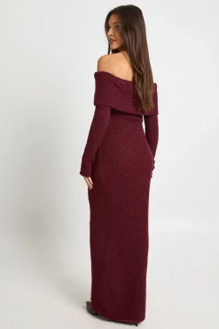Robe Maxi Bardot Profonde Texturée