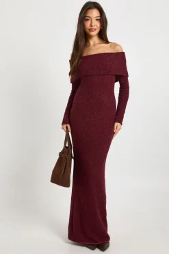 Robe Maxi Bardot Profonde Texturée