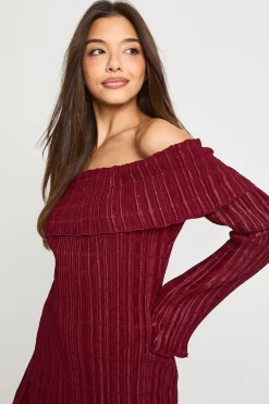 Robe maxi Bardot texturée