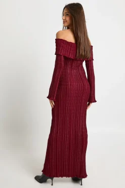 Robe maxi Bardot texturée