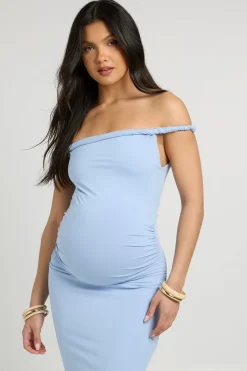 boohoo Robe Maxi Bardot Torsadée De Maternité<Femme Robes|Robes Longues