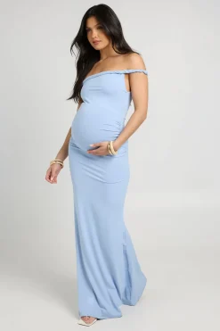 boohoo Robe Maxi Bardot Torsadée De Maternité<Femme Robes|Robes Longues