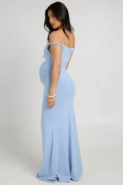 boohoo Robe Maxi Bardot Torsadée De Maternité<Femme Robes|Robes Longues