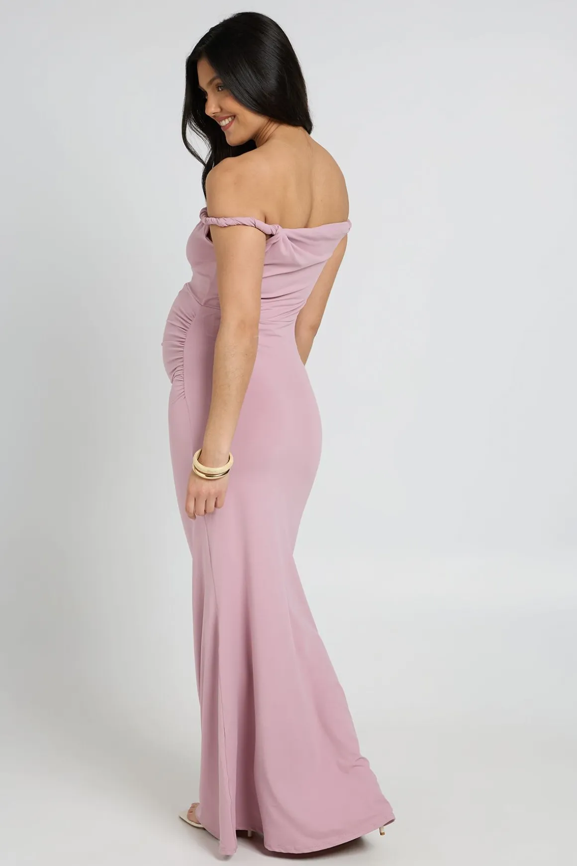 Robe Maxi Bardot Torsadée De Maternité