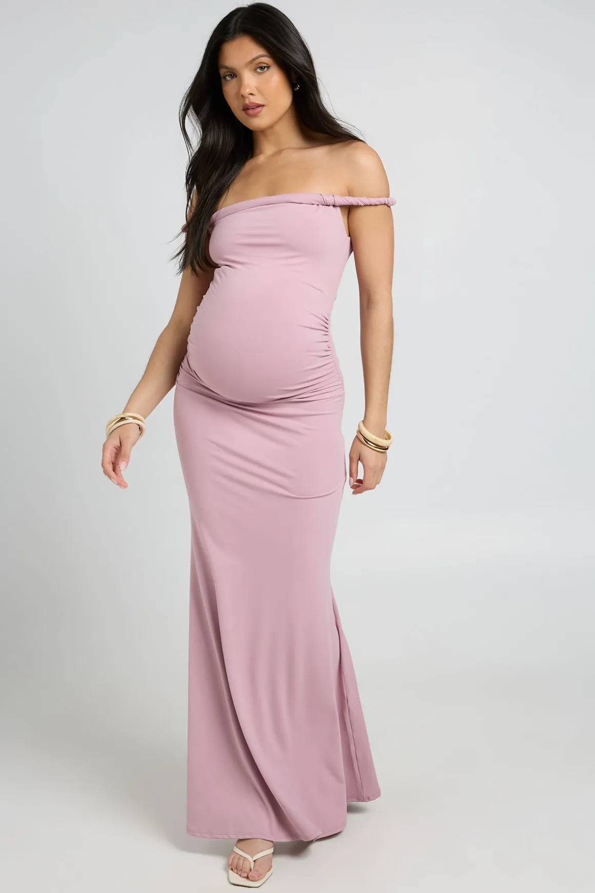 Robe Maxi Bardot Torsadée De Maternité