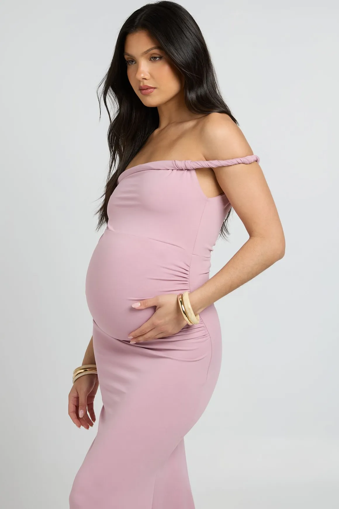 Robe Maxi Bardot Torsadée De Maternité