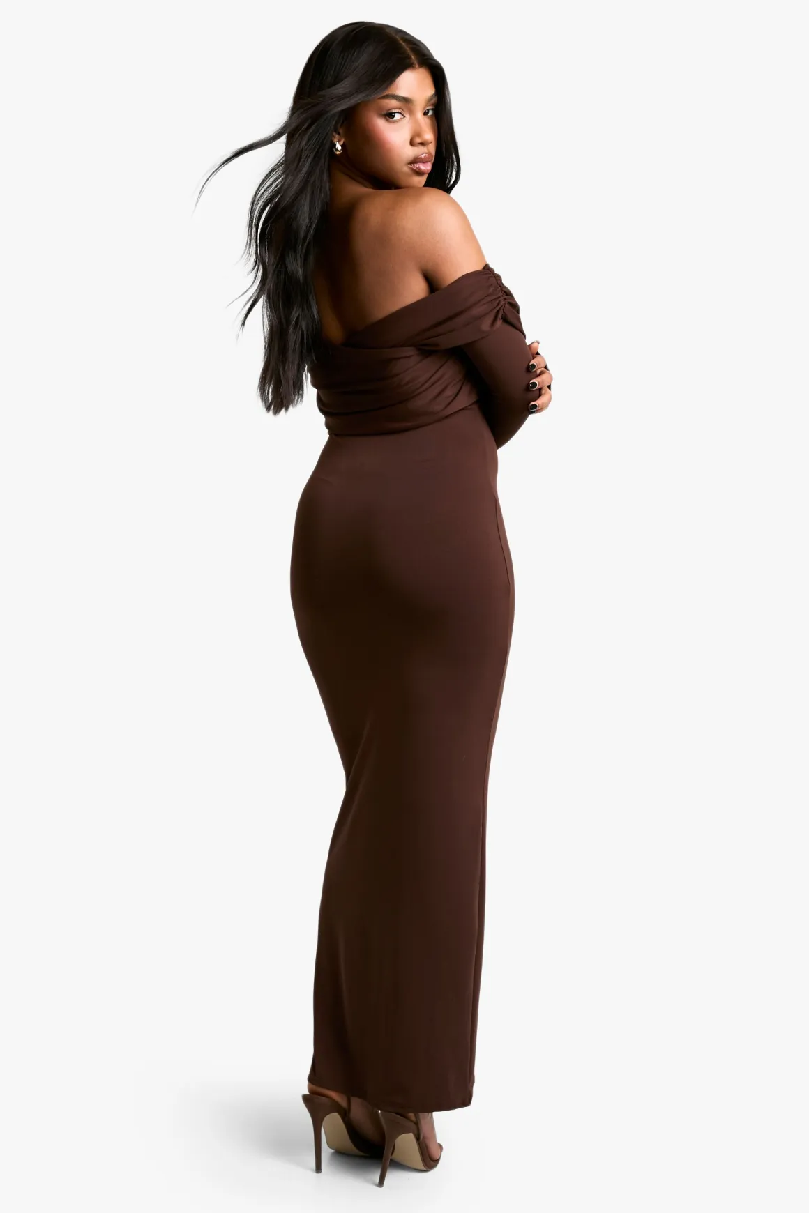 Robe Maxi Bardot Twist en Tissu Doux