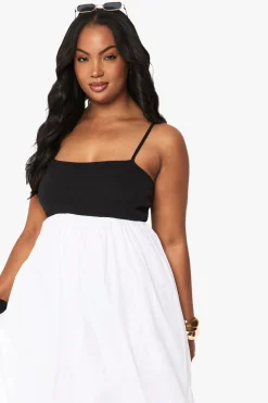 boohoo Robe maxi à bretelles Plus Fabric Mix<Femme Robes|Robes De Jour