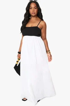 boohoo Robe maxi à bretelles Plus Fabric Mix<Femme Robes|Robes De Jour
