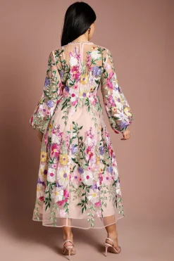 Robe Maxi Brodée à Manches Longues Petite