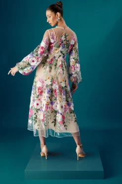 Robe Maxi Brodée à Manches Longues Coast Muse