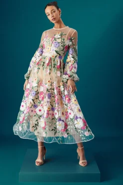 Robe Maxi Brodée à Manches Longues Coast Muse