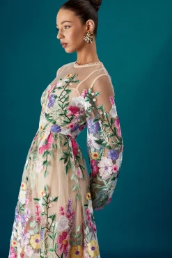Robe Maxi Brodée à Manches Longues Coast Muse