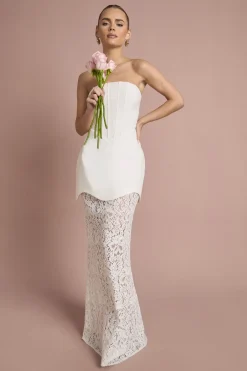 boohoo Robe Maxi à Bustier Corset et Jupe en Dentelle<Femme Robes Corset|Robes Moulantes