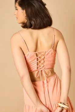 Oasis Robe Maxi à Bustier Froncé et Dos Noué<Femme Robes|Robes Longues