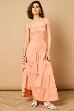 Oasis Robe Maxi à Bustier Froncé et Dos Noué<Femme Robes|Robes Longues