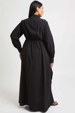 boohoo Robe Maxi Chemise Cache-cœur Grande Taille<Femme Robes À Manches Longues|Robes