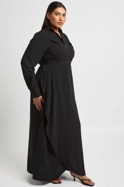 boohoo Robe Maxi Chemise Cache-cœur Grande Taille<Femme Robes À Manches Longues|Robes