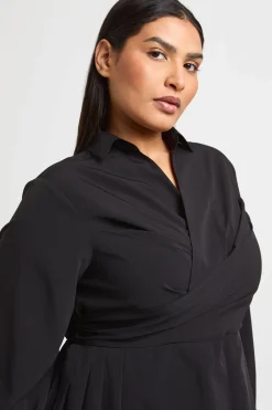 boohoo Robe Maxi Chemise Cache-cœur Grande Taille<Femme Robes À Manches Longues|Robes