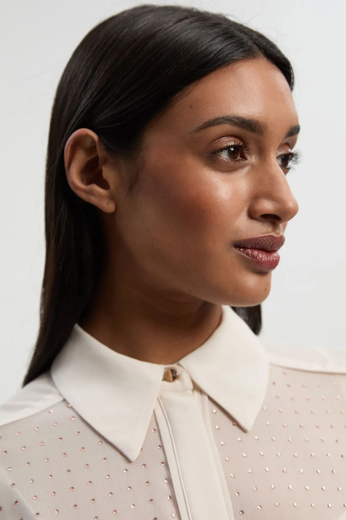 KarenMillen Robe Maxi Chemise À Manches Longues Ornée De Strass Thermocollants Petite Taille<Femme Robes À Manches Longues|Robes