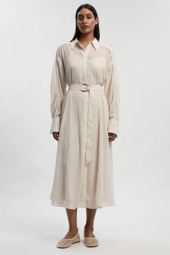 KarenMillen Robe Maxi Chemise À Manches Longues Ornée De Strass Thermocollants Petite Taille<Femme Robes À Manches Longues|Robes